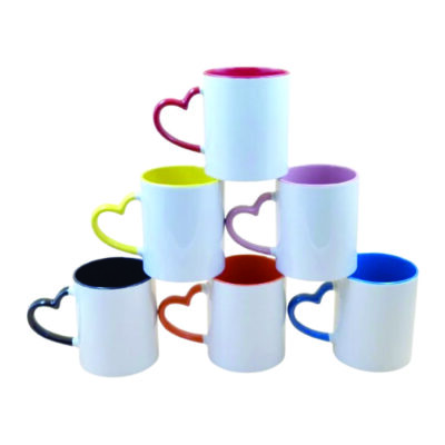 Caneca cerâmica 325ml alça coração